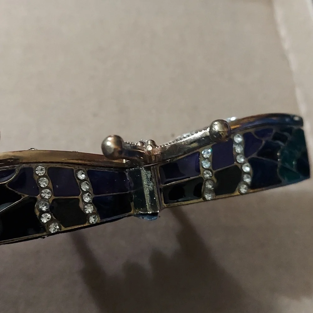 Vintage Butterfly  Inlay Rhinestone Brass Trinket decor Box